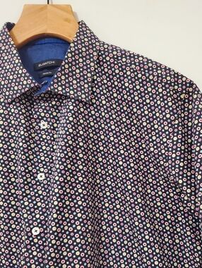 Bugatchi Classic Fit Short Sleeve Button Down Shirt Dot Print Mens XL